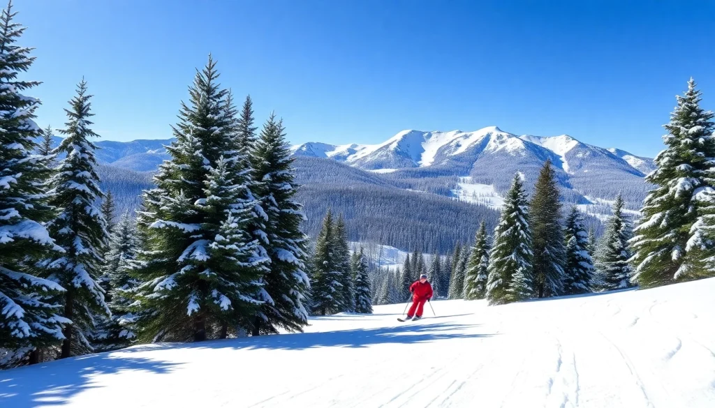 Skiers and snowboarders enjoying winter sports in Windham, NH ski and snowboard area, with snow-covered slopes.