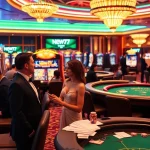 Players enjoying the excitement of new77 slots in a vibrant casino atmosphere.