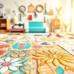 Showcase of vibrant free svg designs crafted for DIY projects on a wooden table.