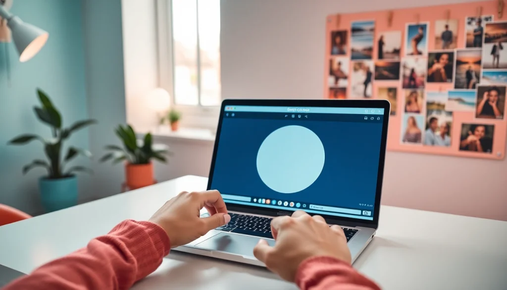 Image circle crop demonstration in a modern workspace, highlighting user-friendly editing tools.