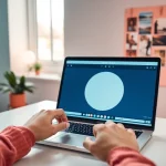 Image circle crop demonstration in a modern workspace, highlighting user-friendly editing tools.
