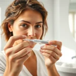 Learn how to use laser pen for skin effectively while applying it to remove skin tags in a bright bathroom setting.