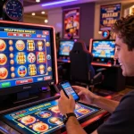Player engaging with vibrant wraungtoto online gaming interface on smartphone.