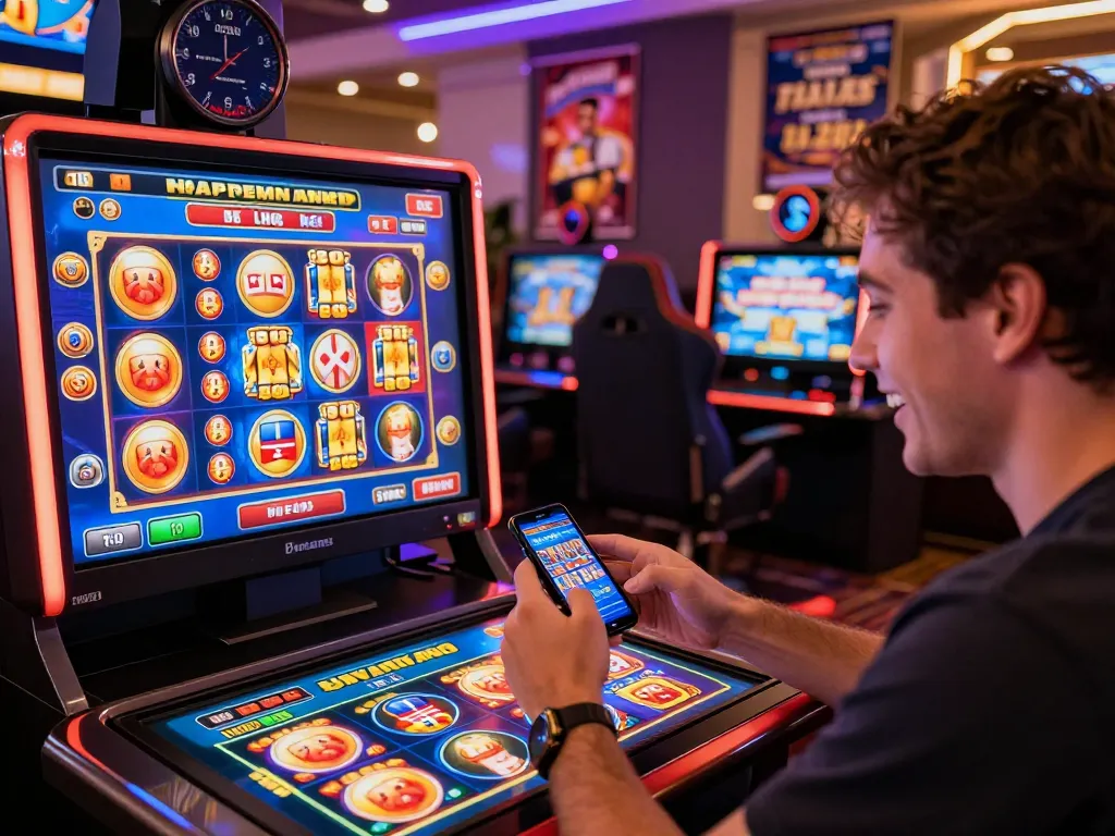 Player engaging with vibrant wraungtoto online gaming interface on smartphone.