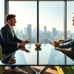 Empowering business coach San Francisco guiding clients in a vibrant office setting.