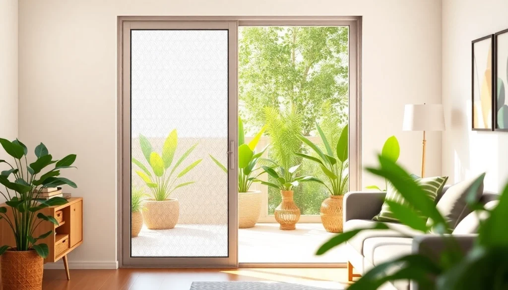 Effektiv myggenet dør i smuk boligindretning med naturligt lys og elegant design.