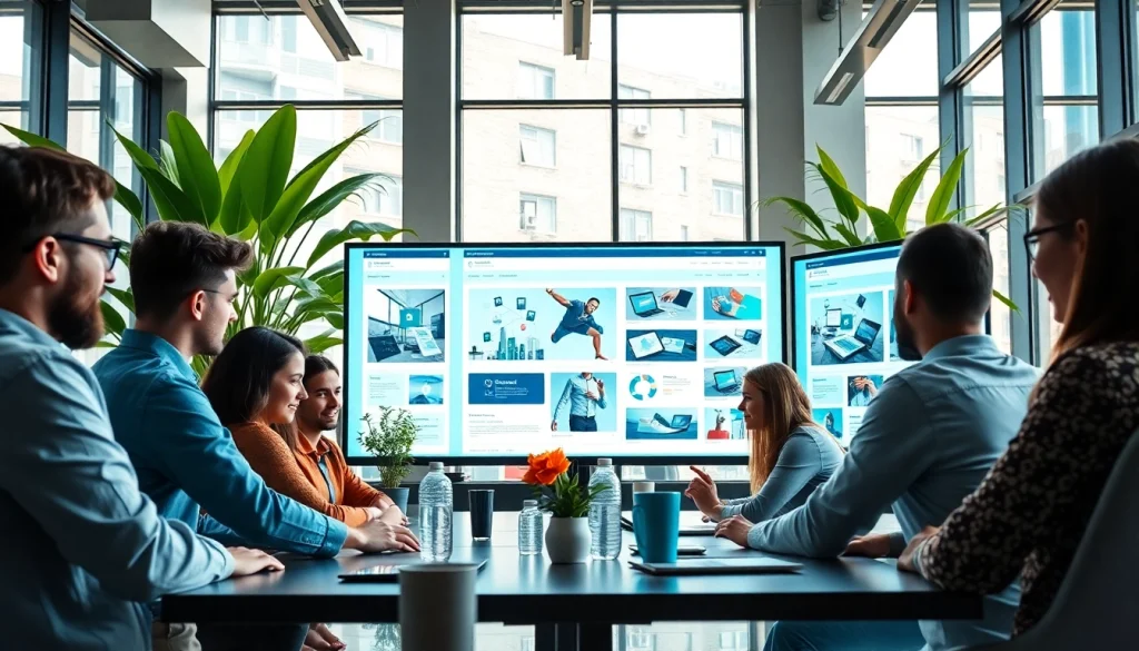 Creative team of a web design company collaborating on innovative projects.