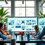 Creative team of a web design company collaborating on innovative projects.