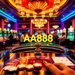 Gameplay de cassino emocionante apresentando a marca AA888, destacando roleta e pôquer.