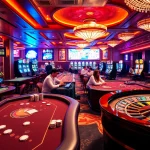 Experience thrilling casino action at https://tr88.work/ with players enjoying card games and vibrant slot machines.
