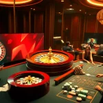 Nohu90 casino players engaging at roulette and card tables in a vibrant atmosphere