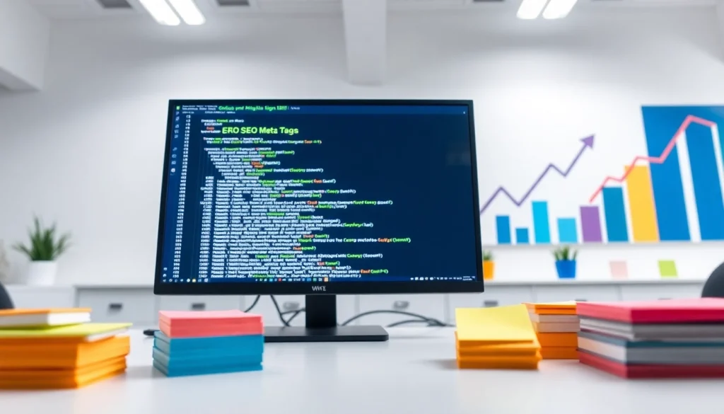 Analyze seo meta tags on a sleek design workspace's computer screen.