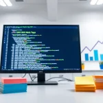 Analyze seo meta tags on a sleek design workspace's computer screen.