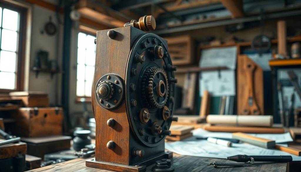 Freelock Mechanismus in Werkstatt mit Detailansicht auf Zahnräder und Werkzeuge.