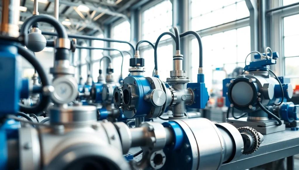 Explore fluid power systems in a professional hydraulic workshop with intricate details.