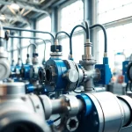 Explore fluid power systems in a professional hydraulic workshop with intricate details.