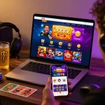 S666 interface displayed on devices with a user engaged in thrilling online gaming experience.