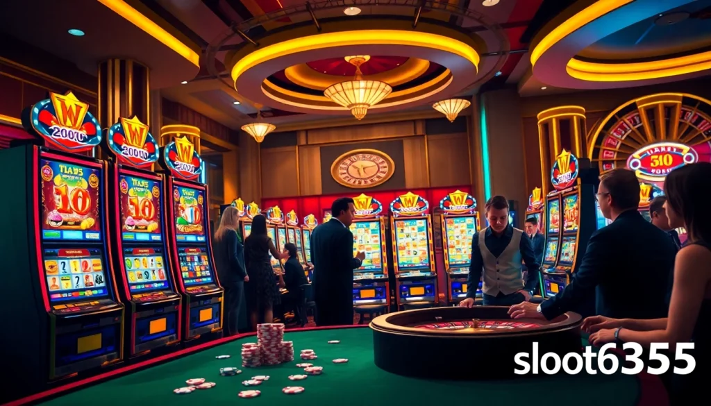 Excited players hitting jackpots on slot machines at SLOT365 casino.