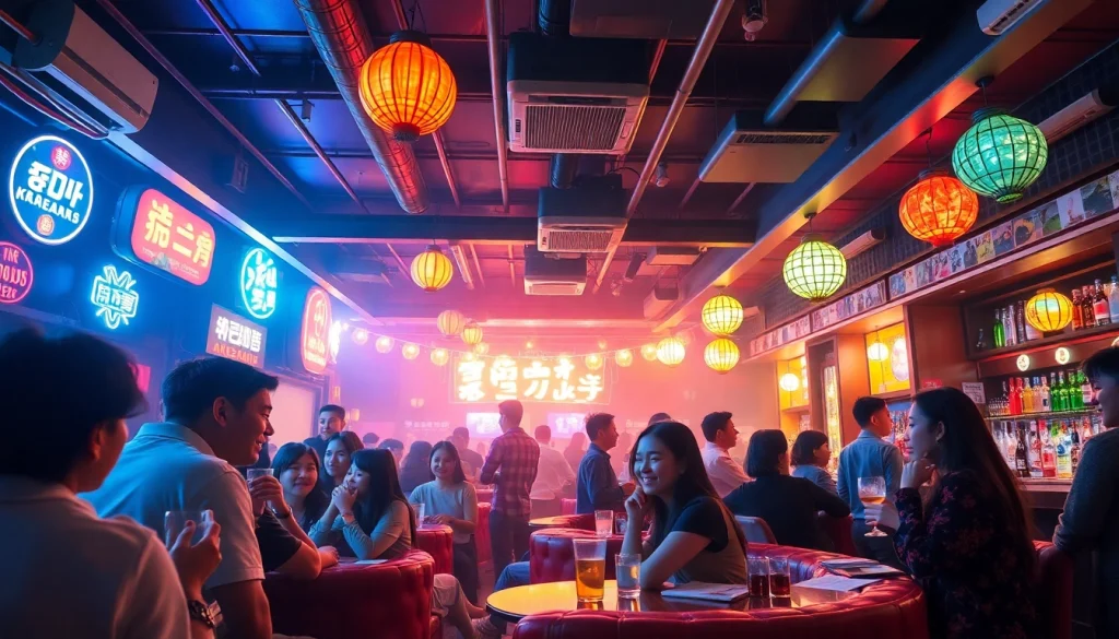 생동감 넘치는 인테리어와 에너제틱한 분위기의 제주도 노래방에서 제주도유흥을 즐기는 모습.