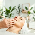 Kosmetikstudio Moers mit professioneller Kosmetikerin während der Gesichtsbehandlung, entspannende Atmosphäre