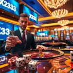 X333 platform displaying strategic betting on sports and casino games with vibrant chips