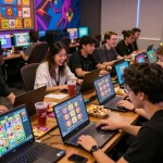 Exciting gaming scene at go88 with players engaging in vibrant online games.