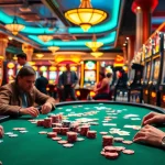Exciting poker game at a casino highlighting kenzototo with vibrant players and colorful chips.