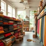Bekijk ons assortiment canvas stof per meter in een sfeervolle stoffenwinkel