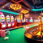 Experience the thrill of jamuslot alternatif with vibrant casino elements like slot machines and poker chips.