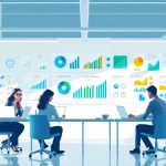 Explore vibrant teamwork discussing competitive intelligence FAQs with data visuals.