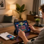 Engaging gameplay on Link Gaco casino app with stylish home gaming setup and strategic elements present.