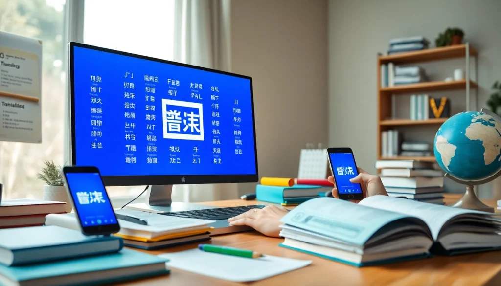 Engaging user translating with 有道翻译 interface and materials