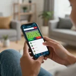 Engaging with the XX88 sports betting app on smartphone at home for live action.