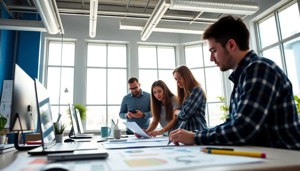 Engaging team of web designers creating innovative Web Design Hereford solutions in a modern workspace.