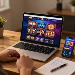 Engaging online casino gameplay with AE 888 interface showcasing slots and live dealers.