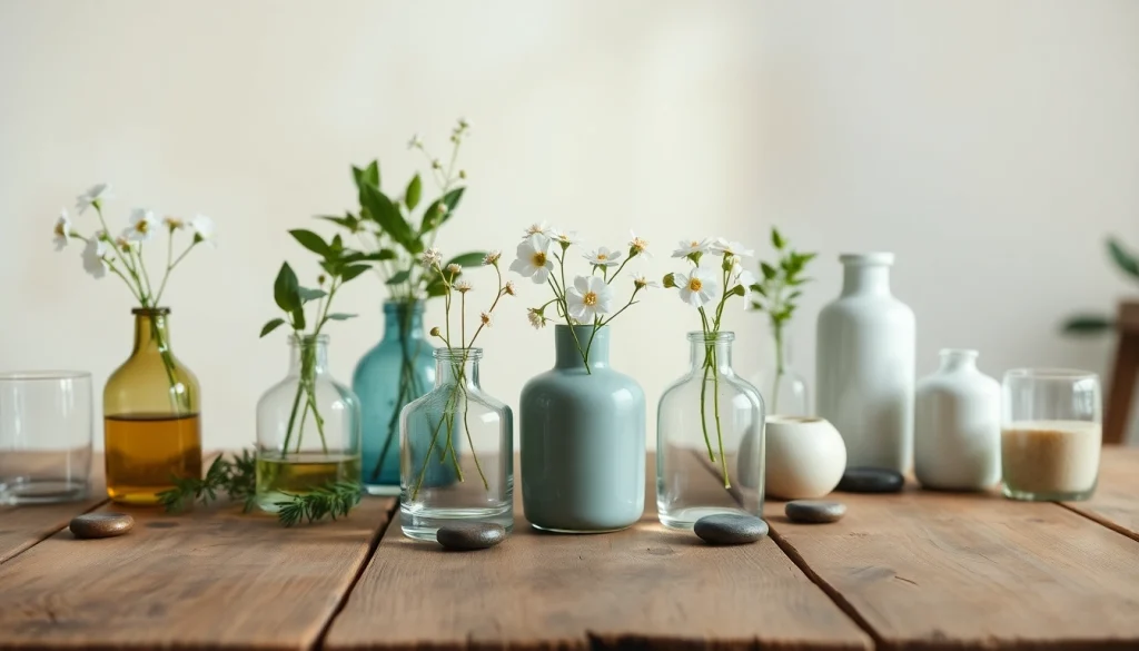 Display of unique bud vases showcasing colorful flowers and elegant designs.