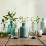 Display of unique bud vases showcasing colorful flowers and elegant designs.