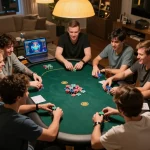 Players enjoy an exciting online poker game at home, showcasing the engaging experience of 58win.