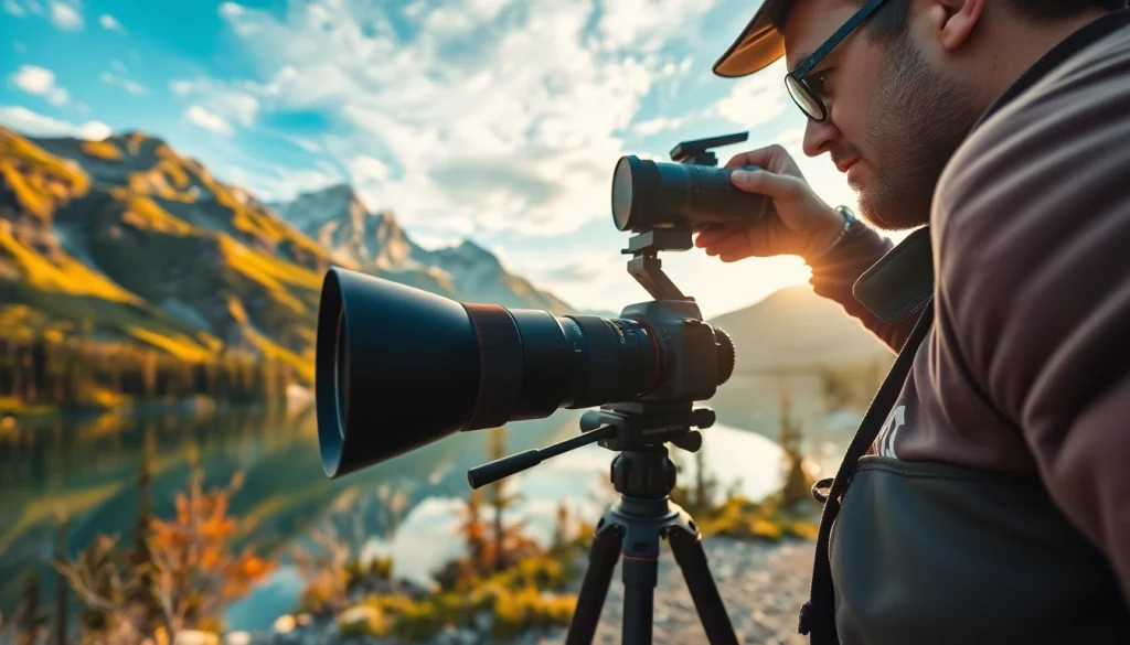 Capture stunning views with the Insta360 X5, showcasing its sleek design and photography features.