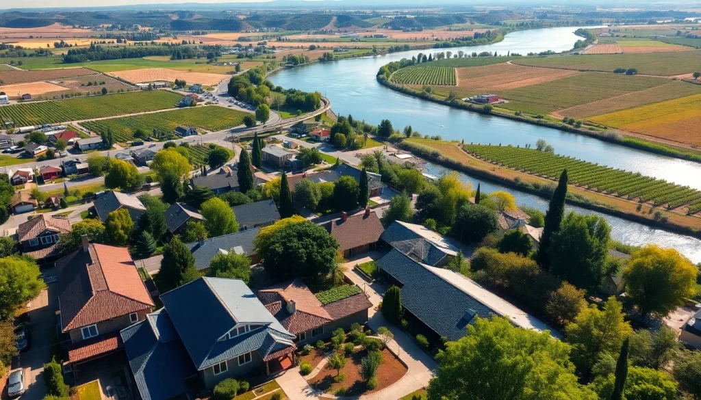 View of Clarksburg, California, highlighting its riverside charm and agricultural beauty.