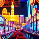 Experience the excitement of winning at Vegas hero online casino with vibrant lights and joyful players.