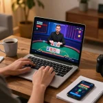 Engaging in live dealer blackjack on a laptop while using 777x for strategic betting