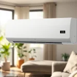 Showcasing the Daikin mini split AC in a stylish living room, highlighting its sleek design and comfort.