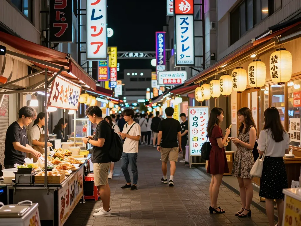 活気ある夜の雰囲気と鮮やかなネオンライトでナカスのソープランドのおすすめを探索。