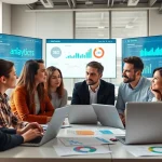 Engaging Clearwater FL SEO consultation highlighting a vibrant team collaboration in a modern office.