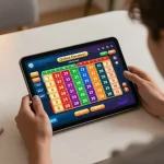 Pemain situs togel terlibat dengan antarmuka permainan online sambil merencanakan strategi di kantor rumah yang nyaman.