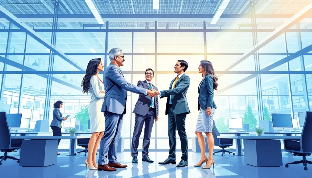 Engaging interaction on Biz Trader platform showcasing diverse entrepreneurs shaking hands.