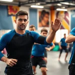 Showcasing similar variations of BJJ rash guard sets during an energetic training session.