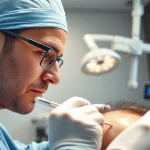 Hair transplant istanbul price showcased through a close-up image of a skilled surgeon performing the procedure in a modern clinic setting.