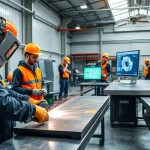Engaging sheet metal training session with hands-on practice in a professional workshop.